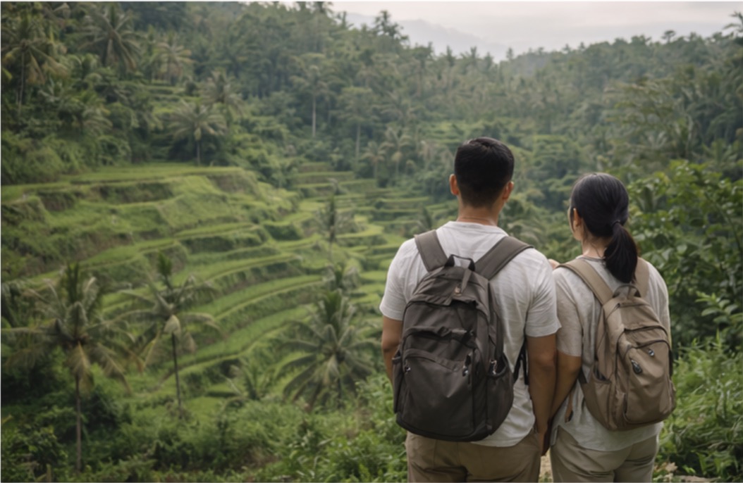 Lush green as we view the rice paddies
