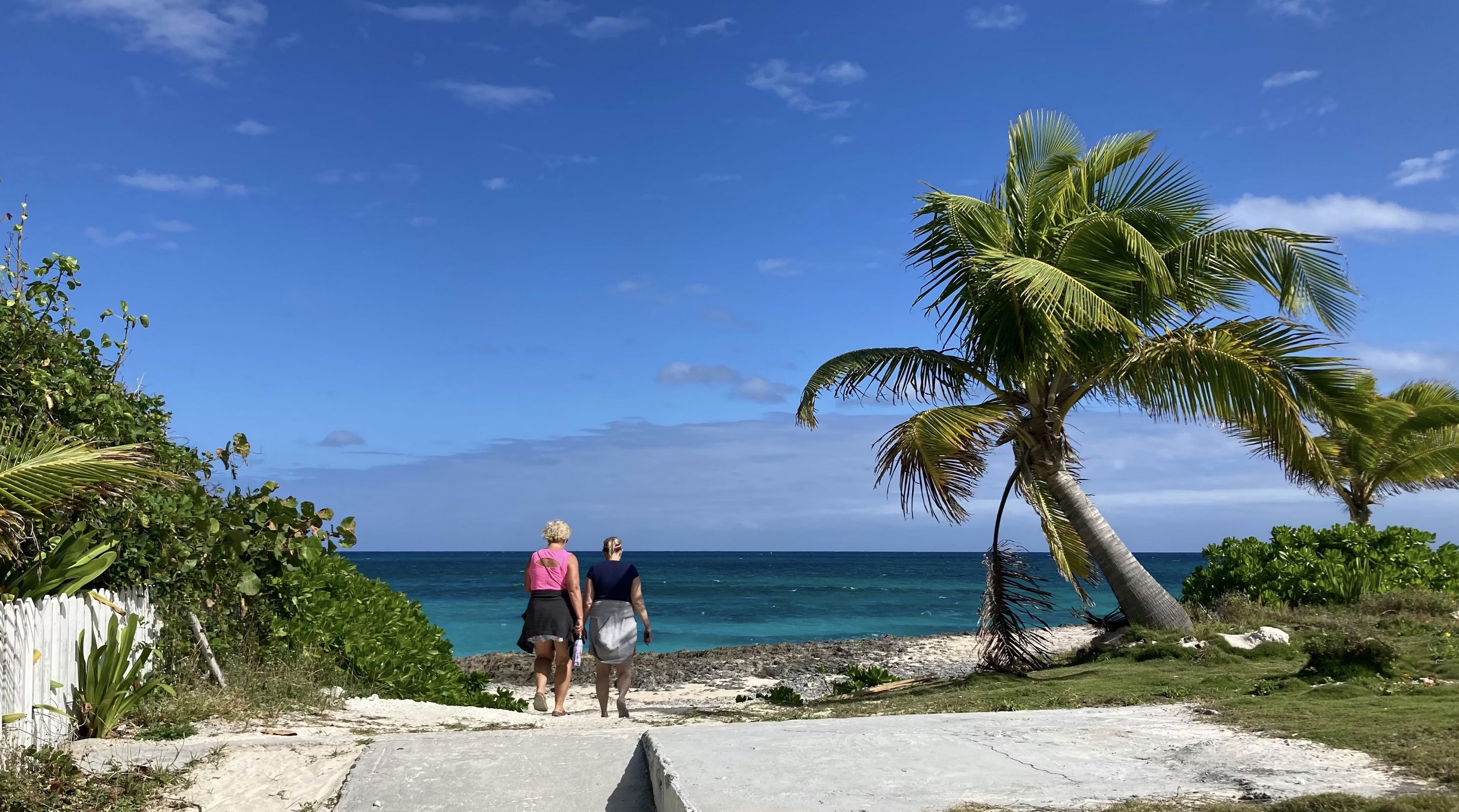 Walking out to a beach in the Bahamas
