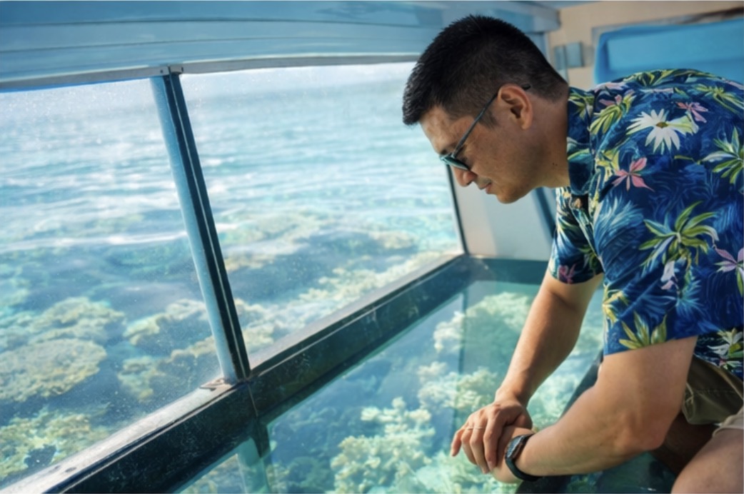 Interesting glass bottom ferry to Eleuthera